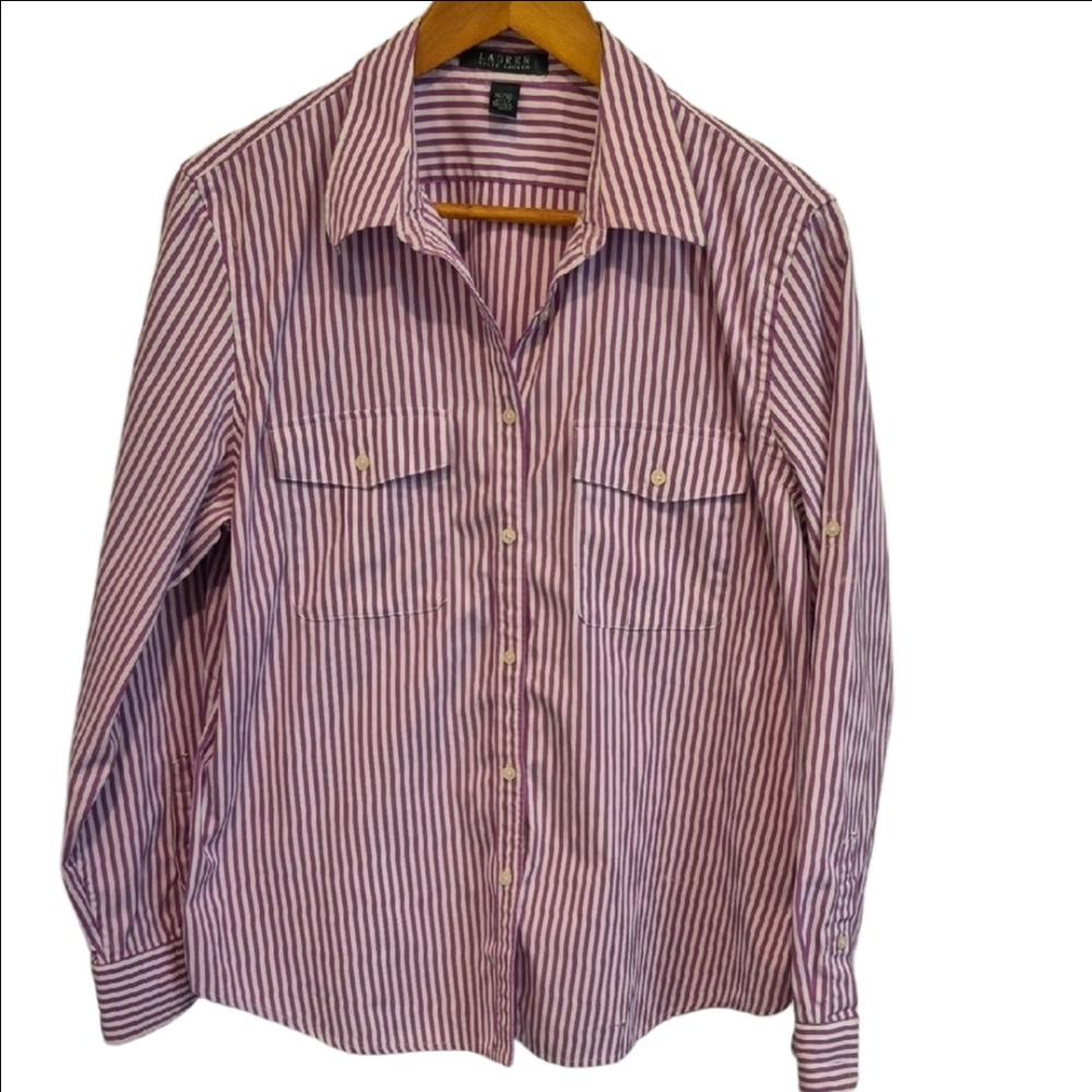 Lauren Ralph Lauren Purple Striped Button Down Shirt